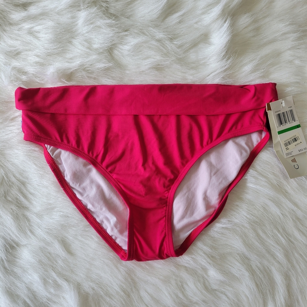 Captiva High Waist Fold Over Bikini Bottom Hot Pink L NWT